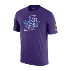 Los Angeles Lakers Nike Courtside City Mixtape NBA Washed Mens Tee Purple S, Purple, rebel_hi-res
