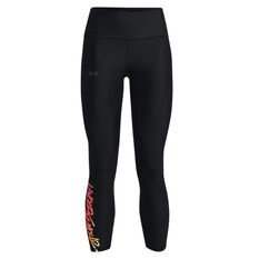 Under Armour Womens HeatGear No-Slip Waistband Graphic Ankle Tights Black XS, Black, rebel_hi-res