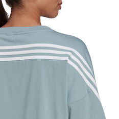 adidas Womens Future Icons 3 Stripes Tee, Blue, rebel_hi-res