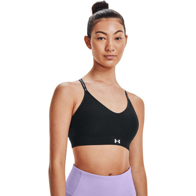 Under Armour Womens Infinity Low Covered Sports Bra, Black, rebel_hi-res