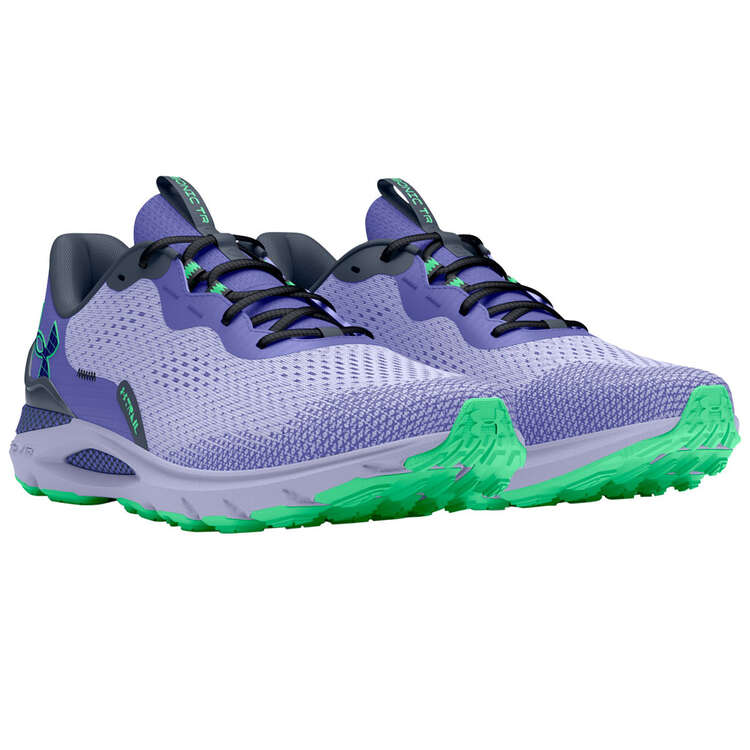 Under Armour Sonic Womens Trail Running Shoes, Blue/Green, rebel_hi-res