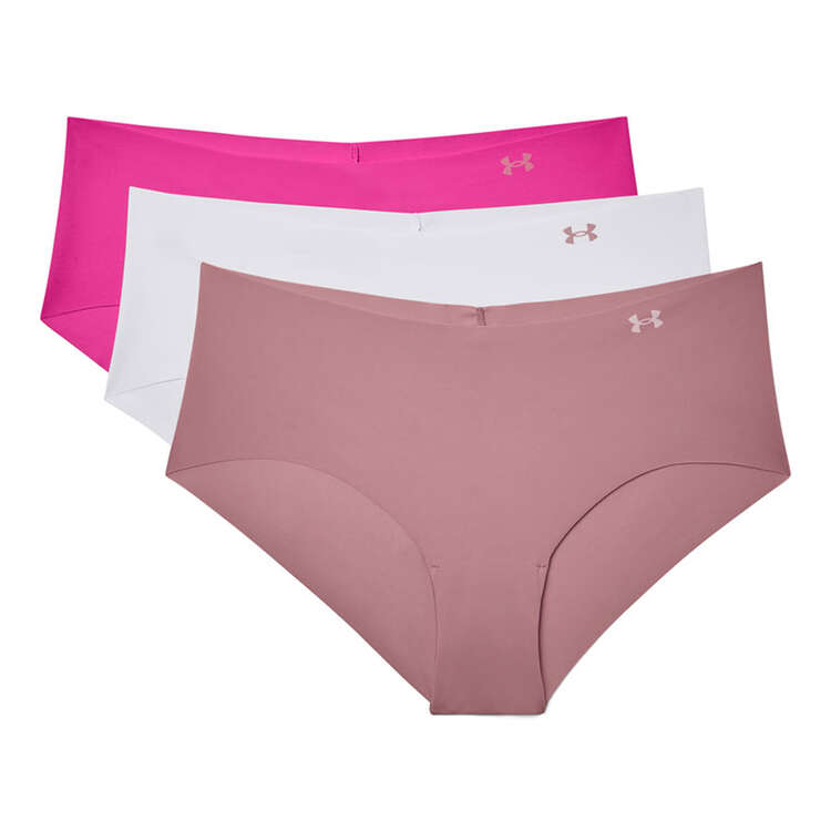 Under Armour Womens Pure Stretch Hipster Printed Briefs 3 Pack Pink XS, Pink, rebel_hi-res