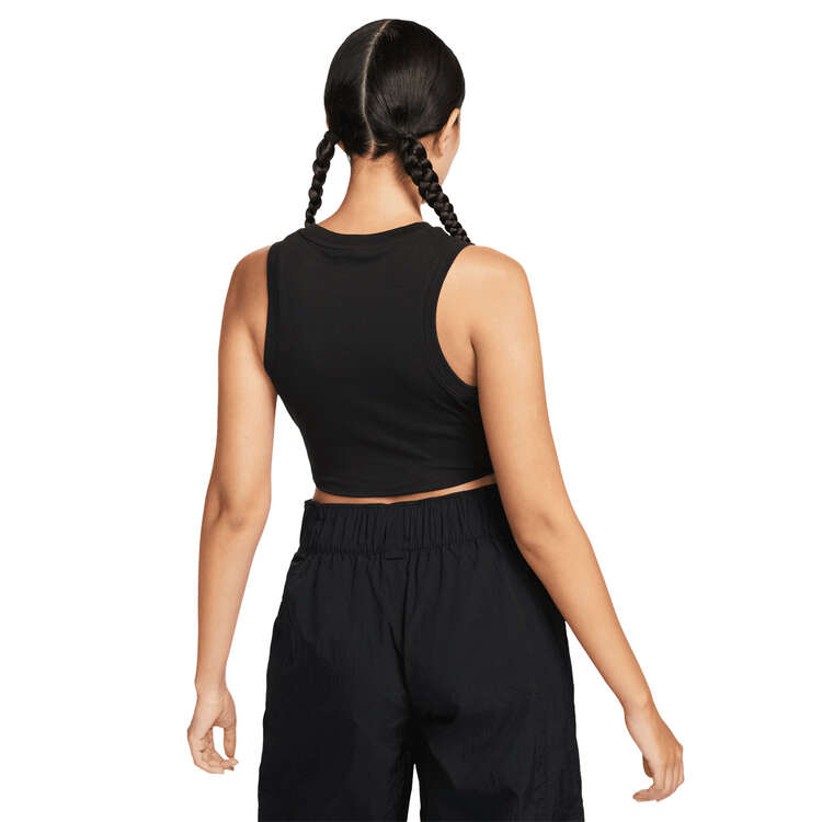 Nike Womens Sportswear Essentials Ribbed Cropped Tank Black XS, Black, rebel_hi-res