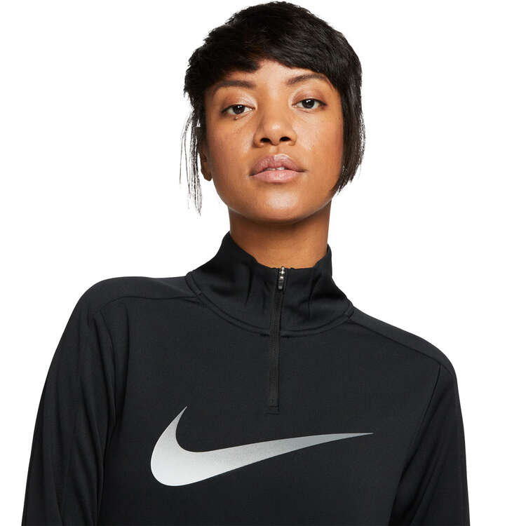 Nike Womens Dri-FIT Swoosh 1/4 Zip Running Top, Black, rebel_hi-res