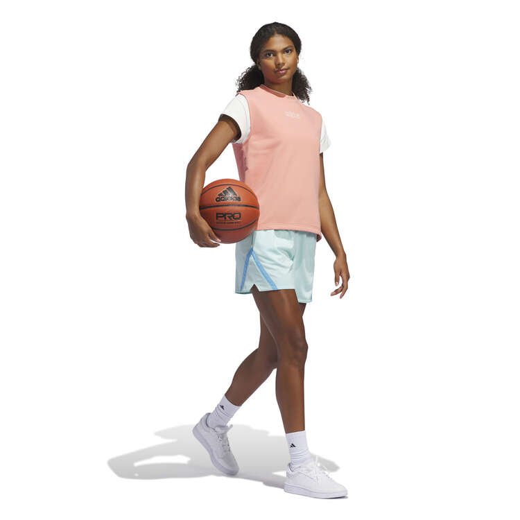 adidas Womens Basketball Shorts, Blue, rebel_hi-res
