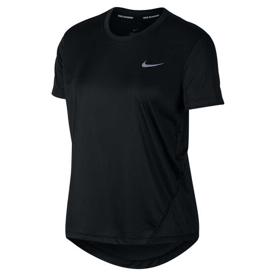 Nike Womens Miler Running Tee Black XS, Black, rebel_hi-res