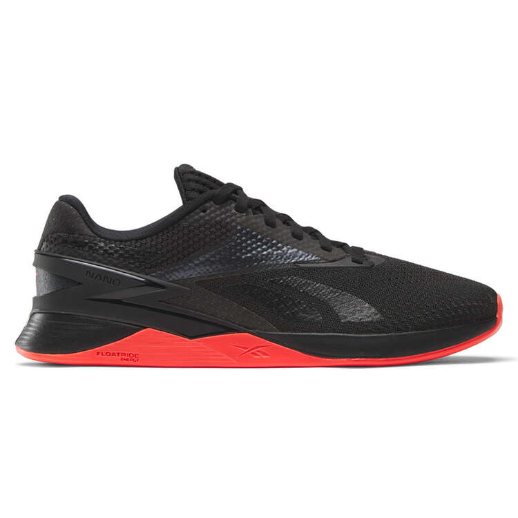 Reebok Nano X3 Mens Training Shoes Black/Red US 8, Black/Red, rebel_hi-res