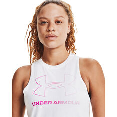 Under Armour Womens Sportstyle Graphic Muscle Tank White XS, White, rebel_hi-res