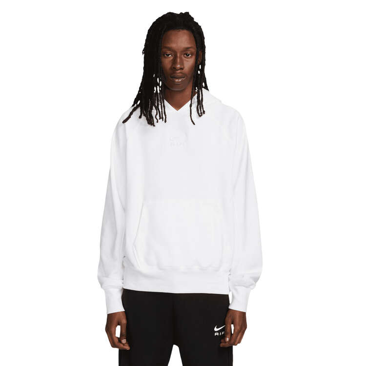 Nike Air Mens Sportswear French Terry Pullover Hoodie, White, rebel_hi-res