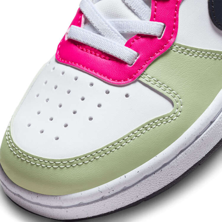 Nike Court Borough Low Recraft PS Kids Casual Shoes, White/Pink, rebel_hi-res