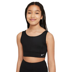 Nike Girls Dri-FIT Swoosh Luxe Bra Black XS, Black, rebel_hi-res