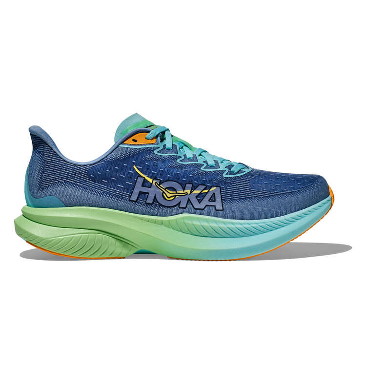 HOKA Mens Mach 6 Running Shoes Blue/Green US 8, Blue/Green, rebel_hi-res