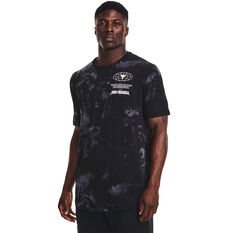 Under Armour Project Rock Mens Iron Paradise Statement Tee, Black, rebel_hi-res