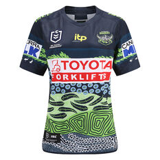 Canberra Raiders 2022 Womens Indigenous Jersey, Navy/Green, rebel_hi-res