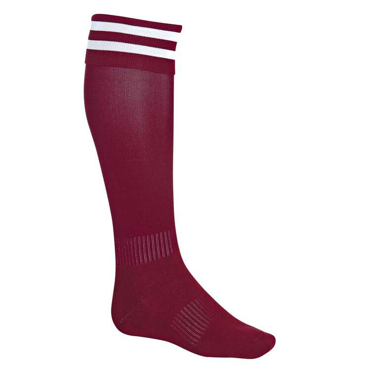 Burley Football Socks, Maroon  /  White, rebel_hi-res