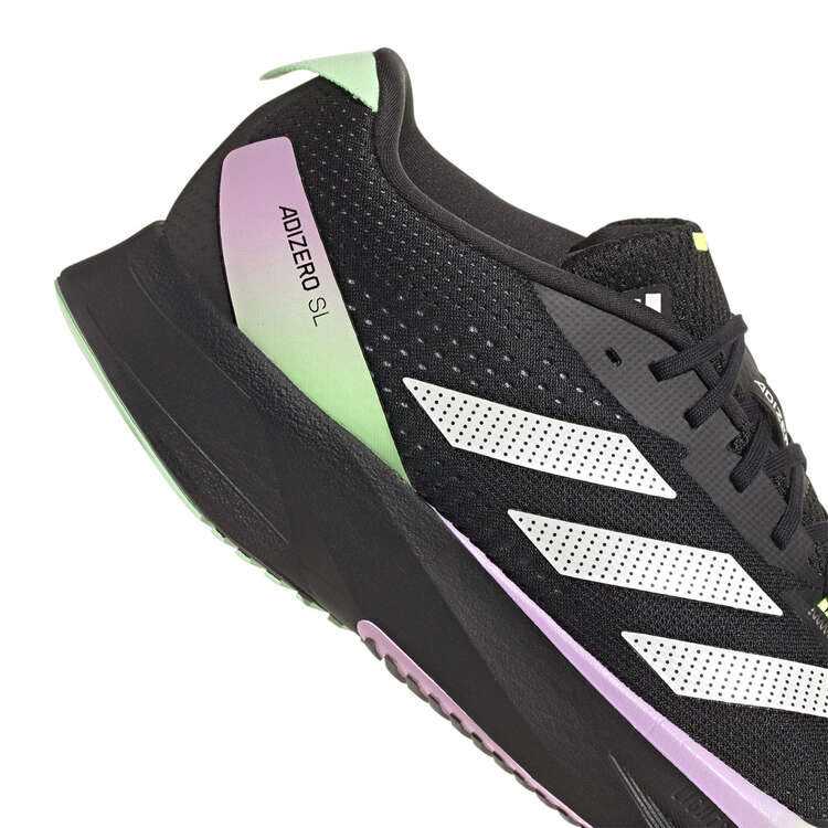 adidas Adizero SL Mens Running Shoes, Black/Green, rebel_hi-res