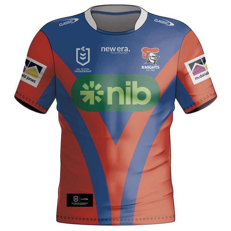 Newcastle Knights 2024 Kids Home Jersey Red 6, Red, rebel_hi-res