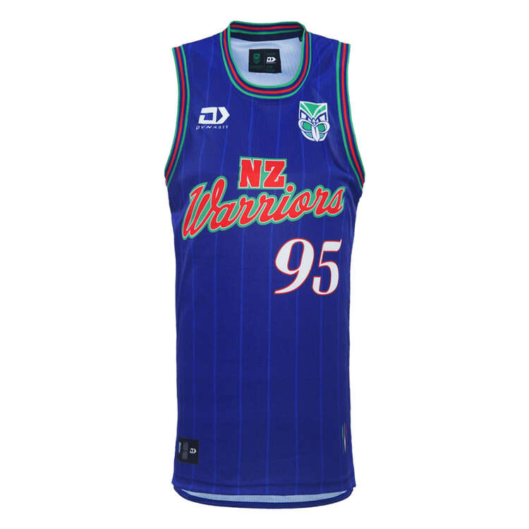 New Zealand Warriors 2024 Kids Basketball Singlet Blue 12, Blue, rebel_hi-res