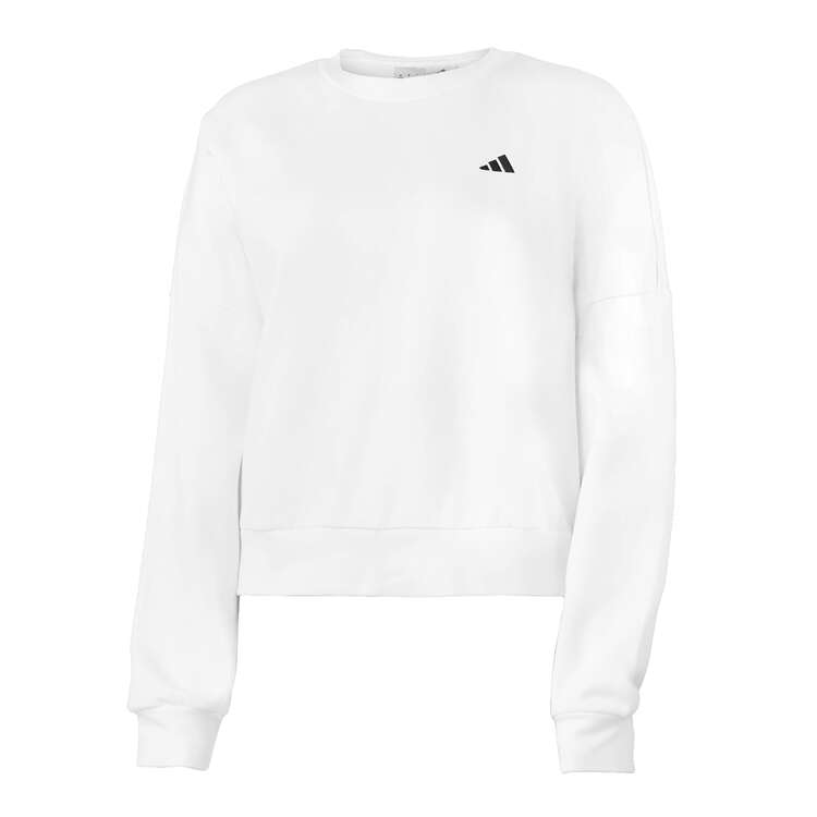 adidas Womens Essentials Small Logo Feel Cozy Sweatshirt, White, rebel_hi-res