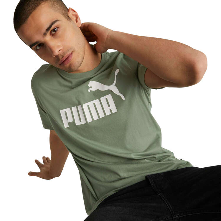 Puma Mens Essentials Logo Tee Green M, Green, rebel_hi-res