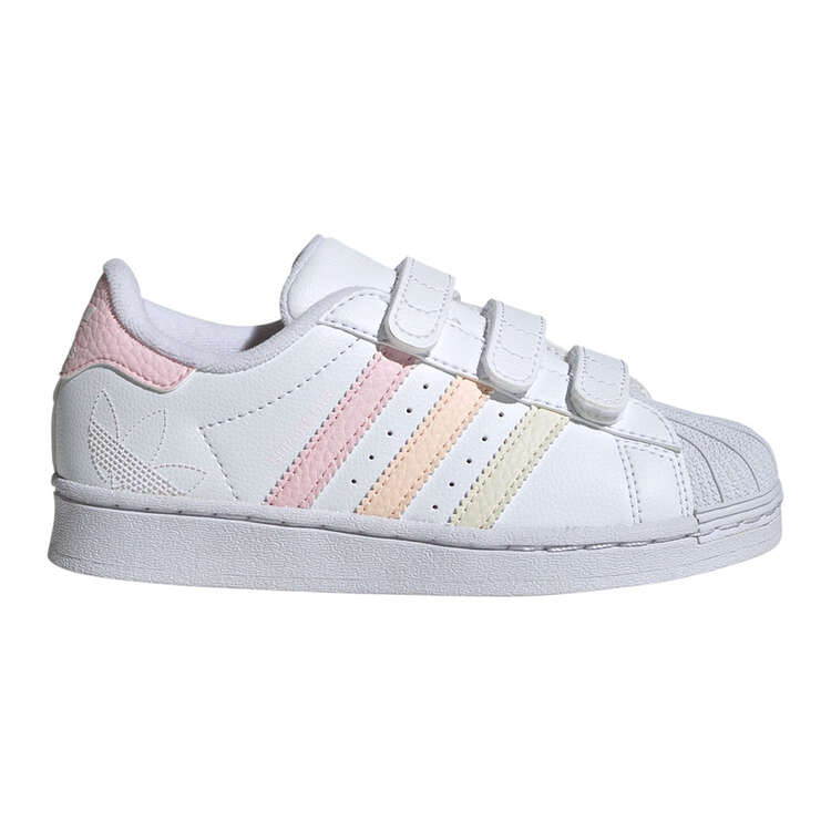 adidas Originals Superstar PS Kids Casual Shoes, White/Pink, rebel_hi-res