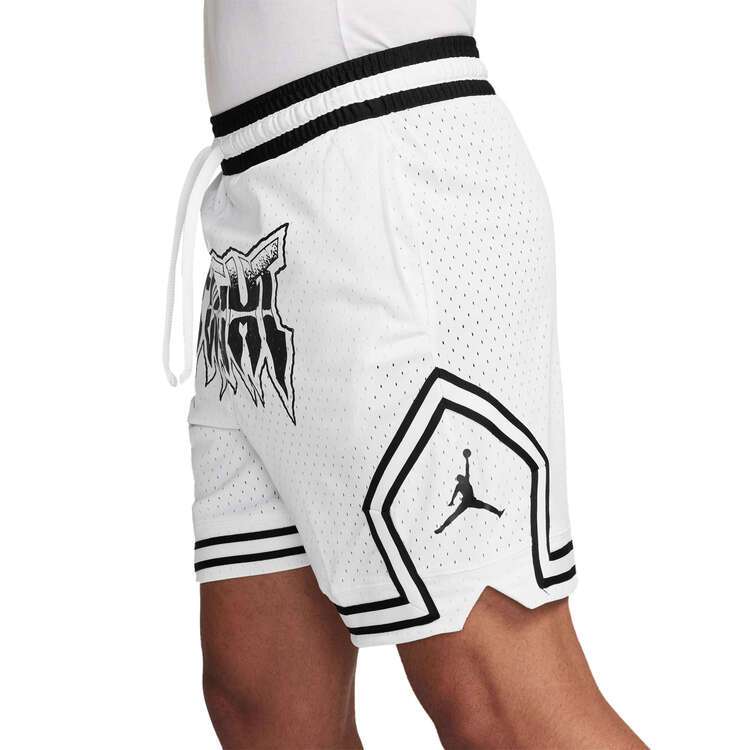 Jordan Mens Dri-FIT Sport Diamond Basketball Shorts, White, rebel_hi-res