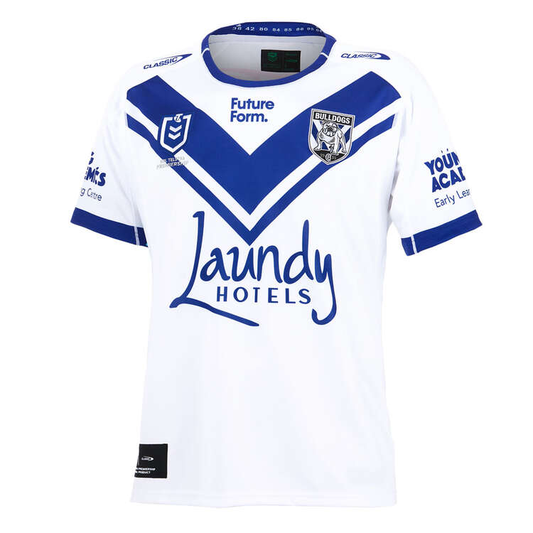Canterbury-Bankstown Bulldogs 2024 Mens Home Jersey White/Blue S, White/Blue, rebel_hi-res
