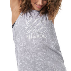 Ell & Voo Womens Taylor Printed Muscle Tank, Silver, rebel_hi-res