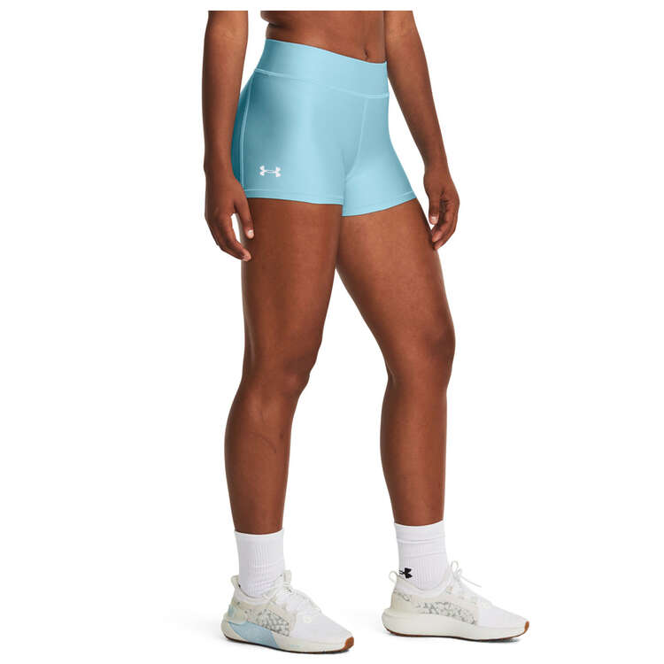 Under Armour Womens Heatgear Mid-Rise Shorty Training Shorts Blue XL