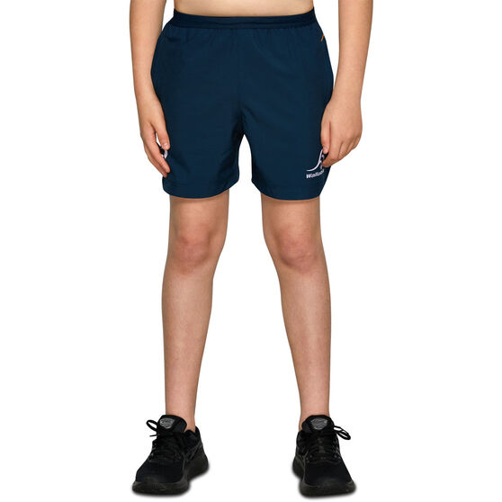 Wallabies 2022 Kids Gym Shorts, Navy, rebel_hi-res