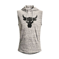 Under Armour Mens Project Rock Terry Sleeveless Hoodie White S, , rebel_hi-res