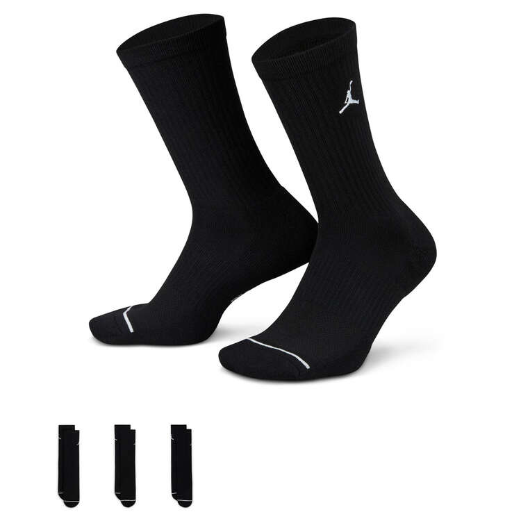 Jordan Everyday Crew Socks 3 Pack Black M, Black, rebel_hi-res
