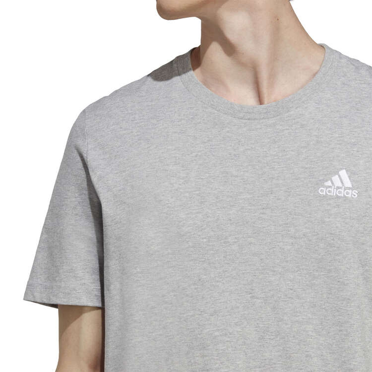 adidas Mens Essentials Single Jersey Embroidered Small Logo Tee, Grey, rebel_hi-res