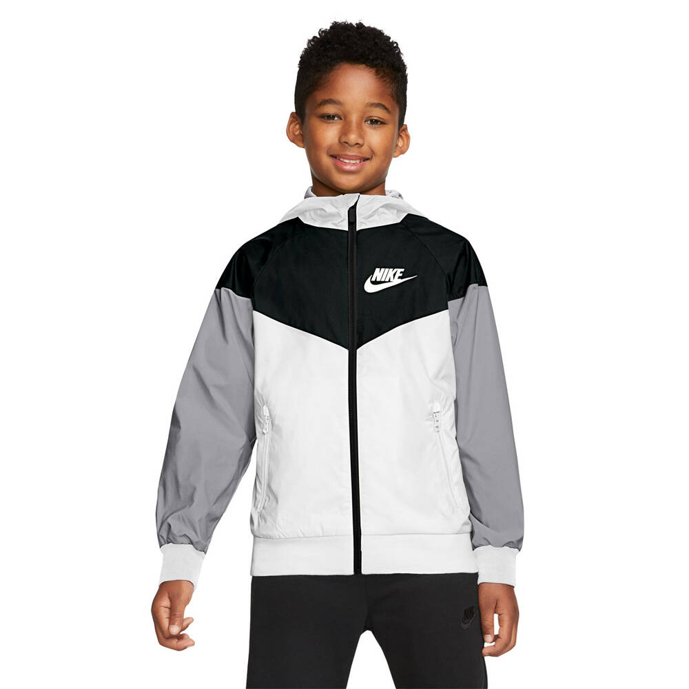 Nike Boys Sportswear Windrunner Jacket White/Black L | Rebel Sport