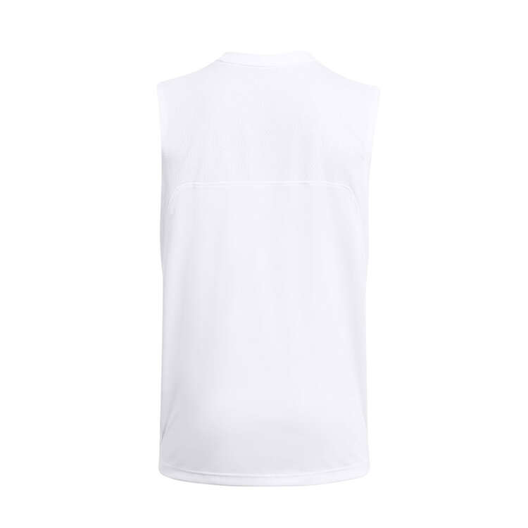 Under Armour Boys Baseline Sleeveless Tee White/Red XS, White/Red, rebel_hi-res