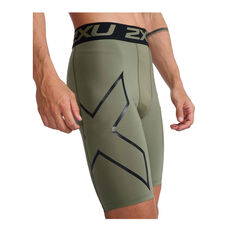 2XU Mens Motion Compression Shorts, Green, rebel_hi-res
