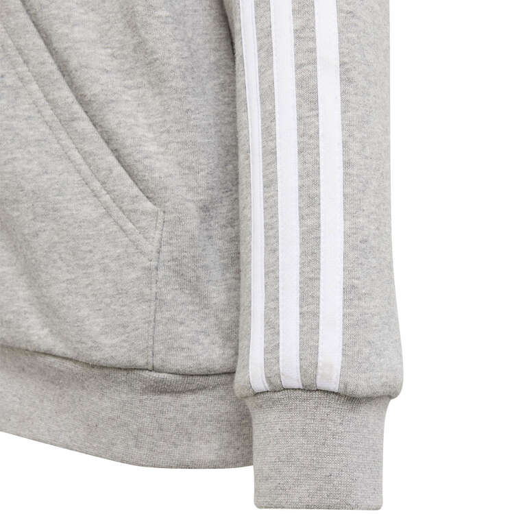 adidas Kids Essentials 3-Stripes Fleece Full Zip Hoodie, Grey/White, rebel_hi-res