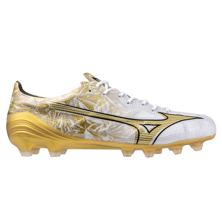 Mizuno Alpha Elite Football Boots White/Gold US Mens 7 / Womens 8.5, White/Gold, rebel_hi-res