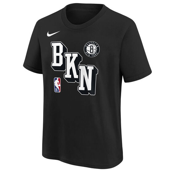 Nike Brooklyn Nets Kids 3D Block Tee, Black/White, rebel_hi-res