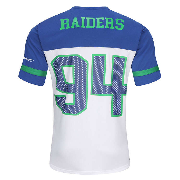 Canberra Raiders 2024 Mens 94 Grid Iron Jersey, White, rebel_hi-res