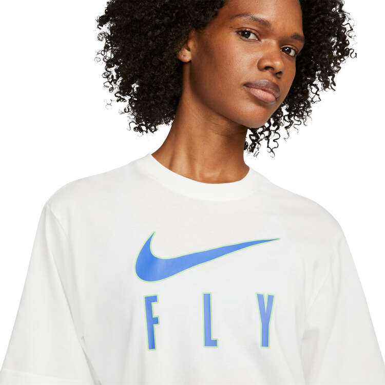 Nike Womens Dri-FIT Swoosh Fly Basketball Tee, White, rebel_hi-res