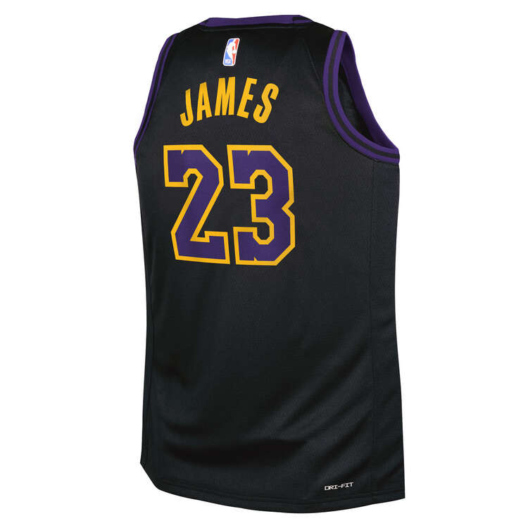 Nike Youth Los Angeles Lakers LeBron James 2023/24 City Basketball Jersey Black S, Black, rebel_hi-res