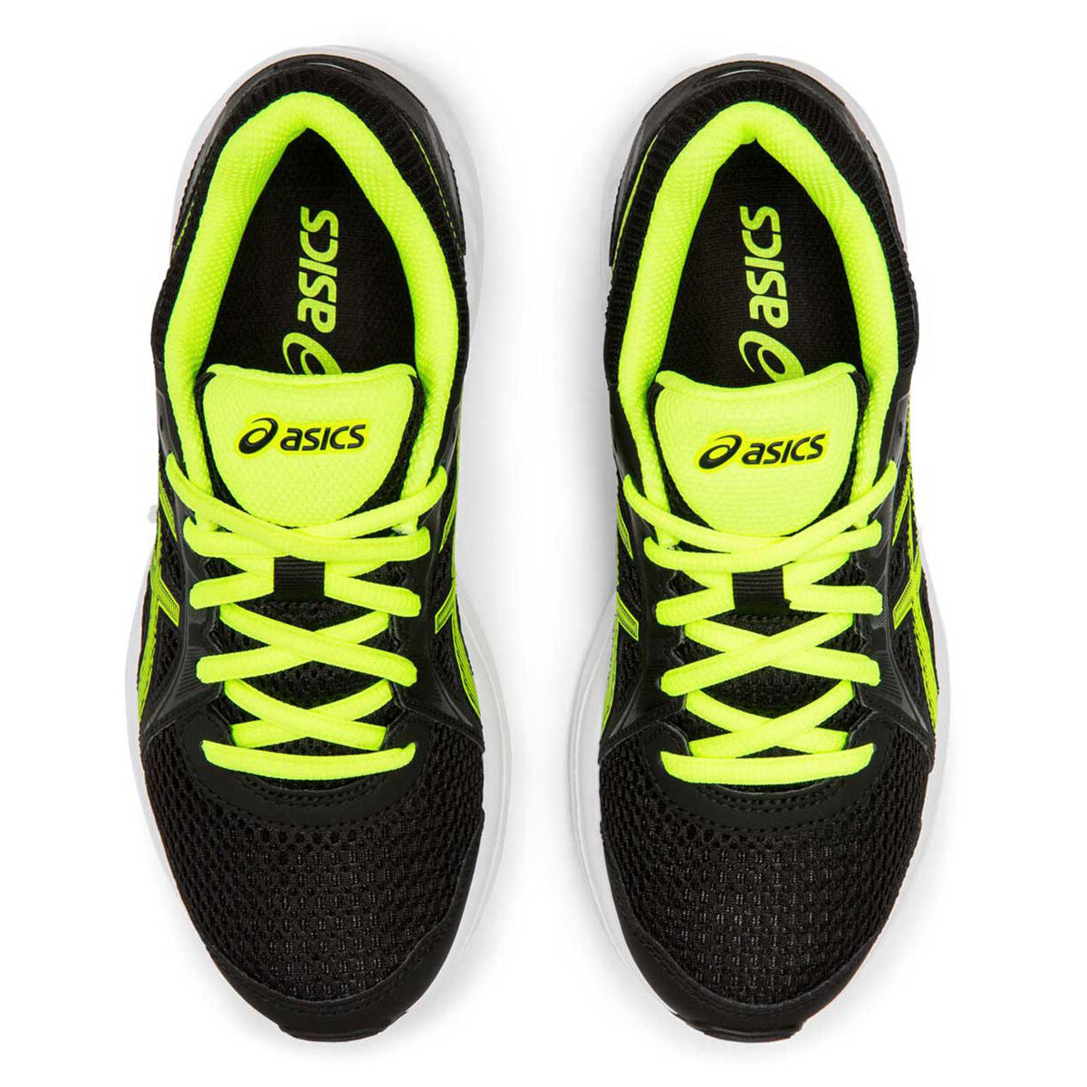 black yellow running shoes