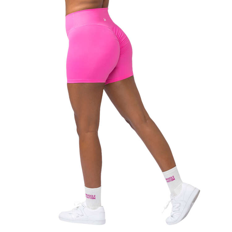 Muscle Nation Womens Instinct Scrunch Midway Shorts, Pink, rebel_hi-res