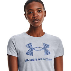 Under Armour Womens Print Graphic Tee, Grey, rebel_hi-res