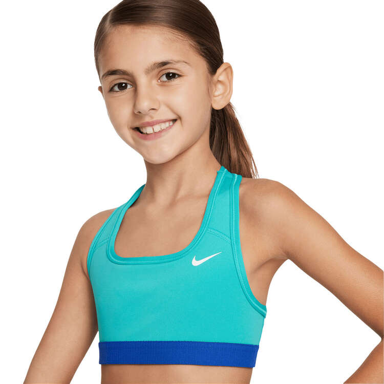 Nike Girls Swoosh Sports Bra, Green/Blue, rebel_hi-res