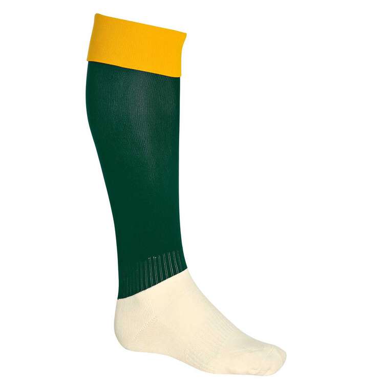 Burley Leg Kids Football Socks, Gold  /  Bottle, rebel_hi-res