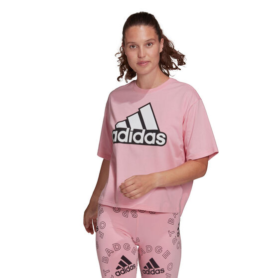 adidas Womens Essentials Logo Boxy Tee, Pink, rebel_hi-res
