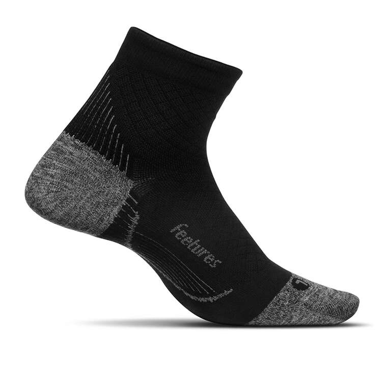 Feetures Plantar Faciitis Ultra Light Quarter Socks Black S - YTH 1Y-5Y/WMN 4-6.5, Black, rebel_hi-res