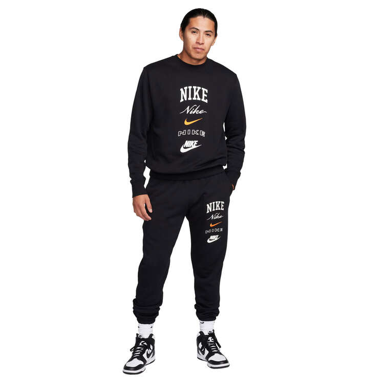 Nike Mens Club Fleece Stacked Graphic Track Pants, Black, rebel_hi-res